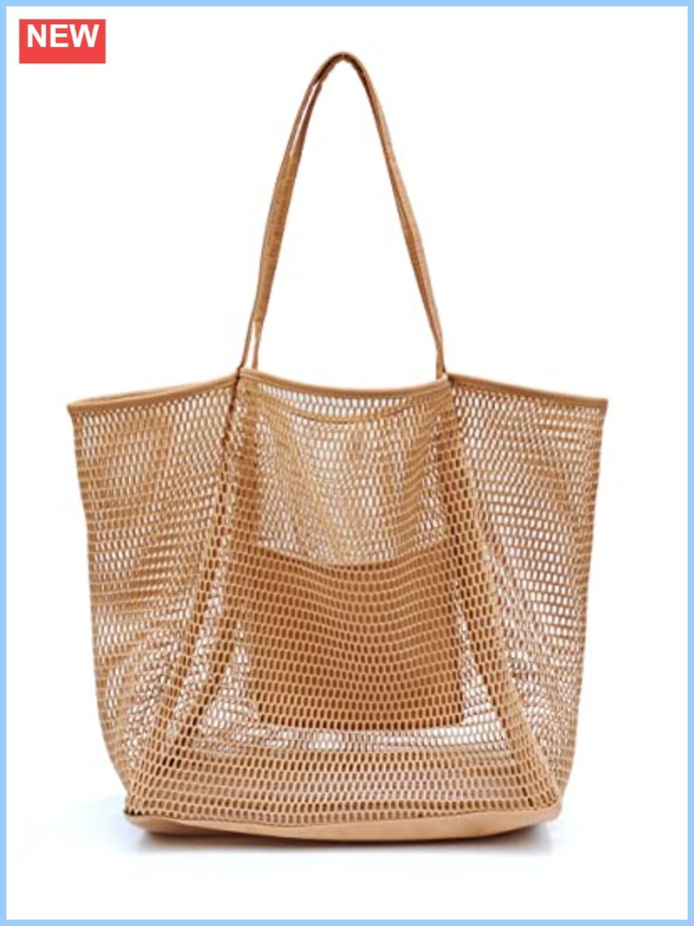 Mesh Beach Tote Nylon Polyester Shoulder Handbag Large No-Closure